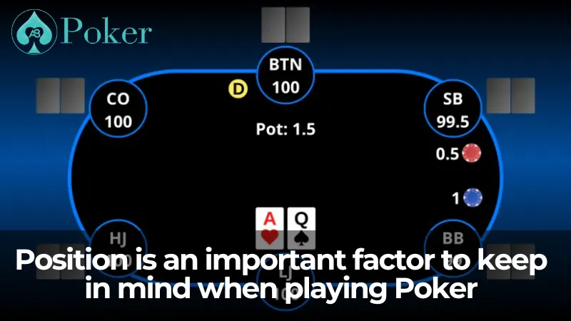 Position is an important factor to keep in mind when playing Poker